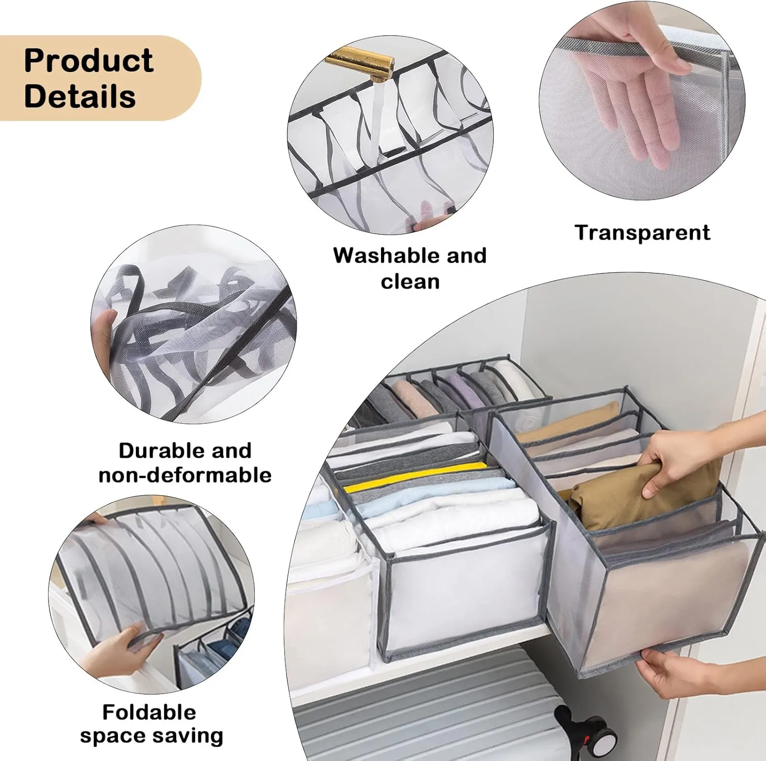TIGARI Wardrobe Clothes Underwear Organizer Bra Organiser, Baby Clothes Organizer, Underwear Drawer Organizer for Bedroom Dorm Room
