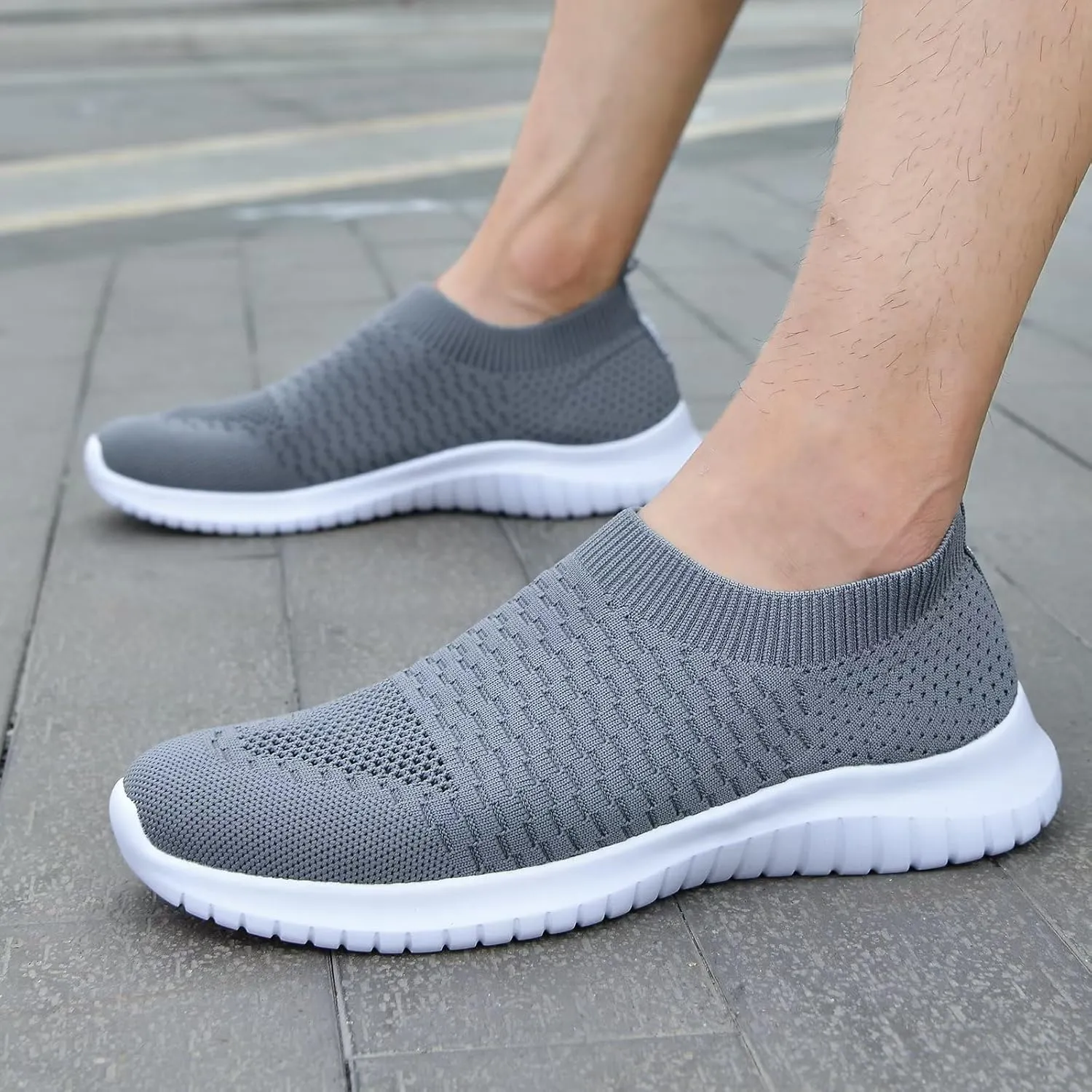 TIOSEBON Men's Casual Slip-on Walking Tennis Shoes-Comfortable Knit Running Sneakers