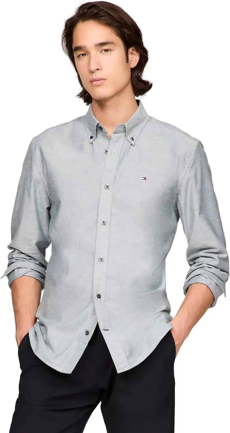 TOMMY HILFIGER Men's Signature Long Sleeve Casual Button Down Shirt in Regular Fit 2025 Collection