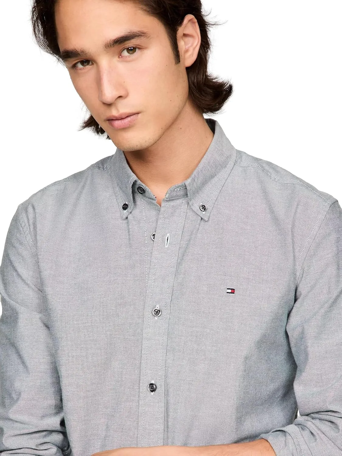 TOMMY HILFIGER Men's Signature Long Sleeve Casual Button Down Shirt in Regular Fit 2025 Collection