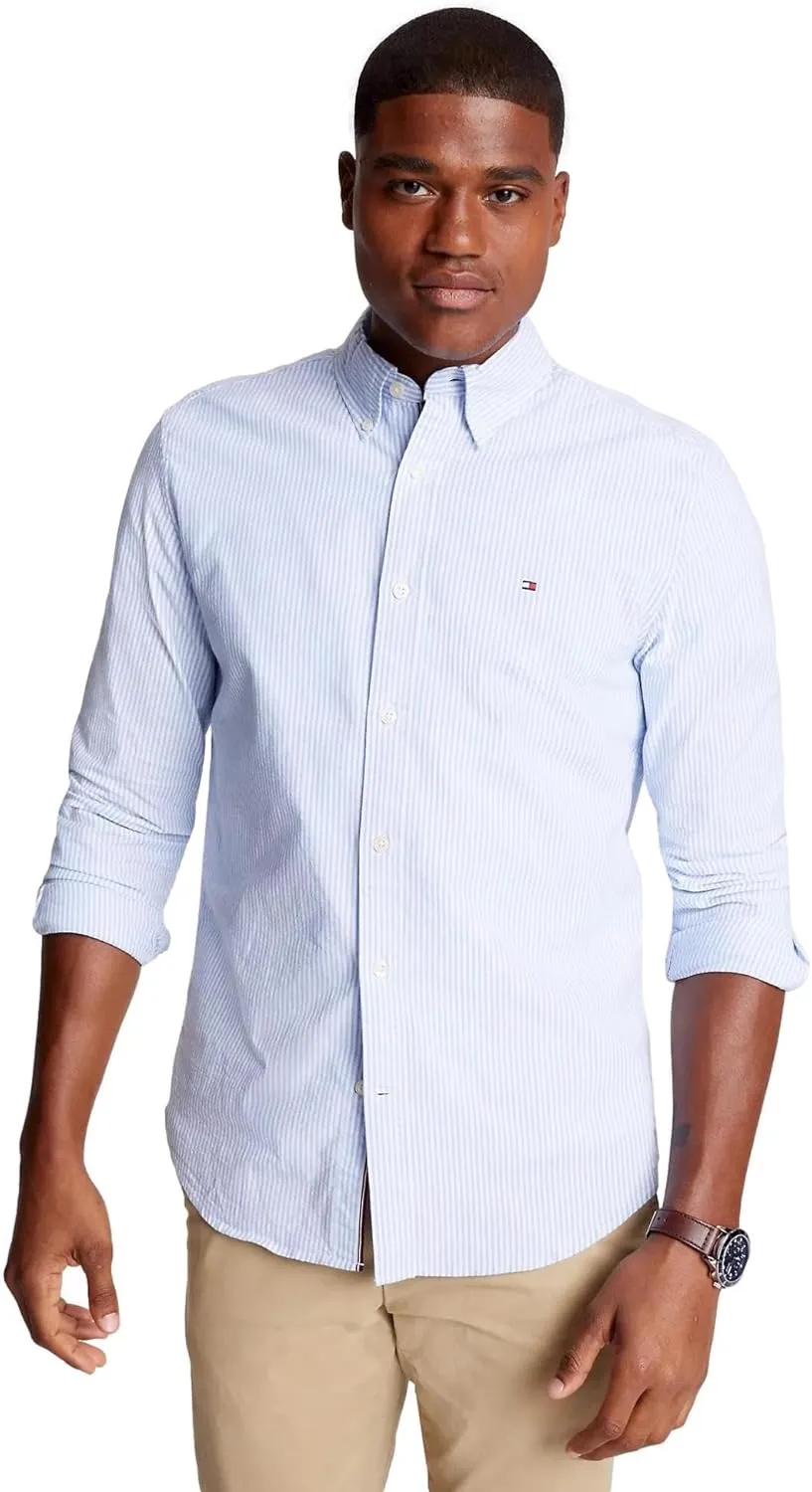 TOMMY HILFIGER Men's Signature Long Sleeve Casual Button Down Shirt in Regular Fit 2025 Collection