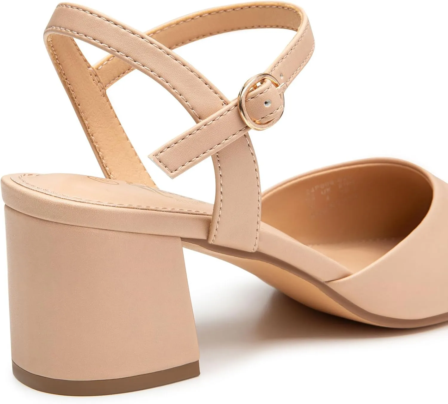 Trary Women's Pointed Toe Low Chunky Block Heels,Comfortable Adjustable Ankle Strap Closed Toe Work Wedding Dress Party Pumps Shoes