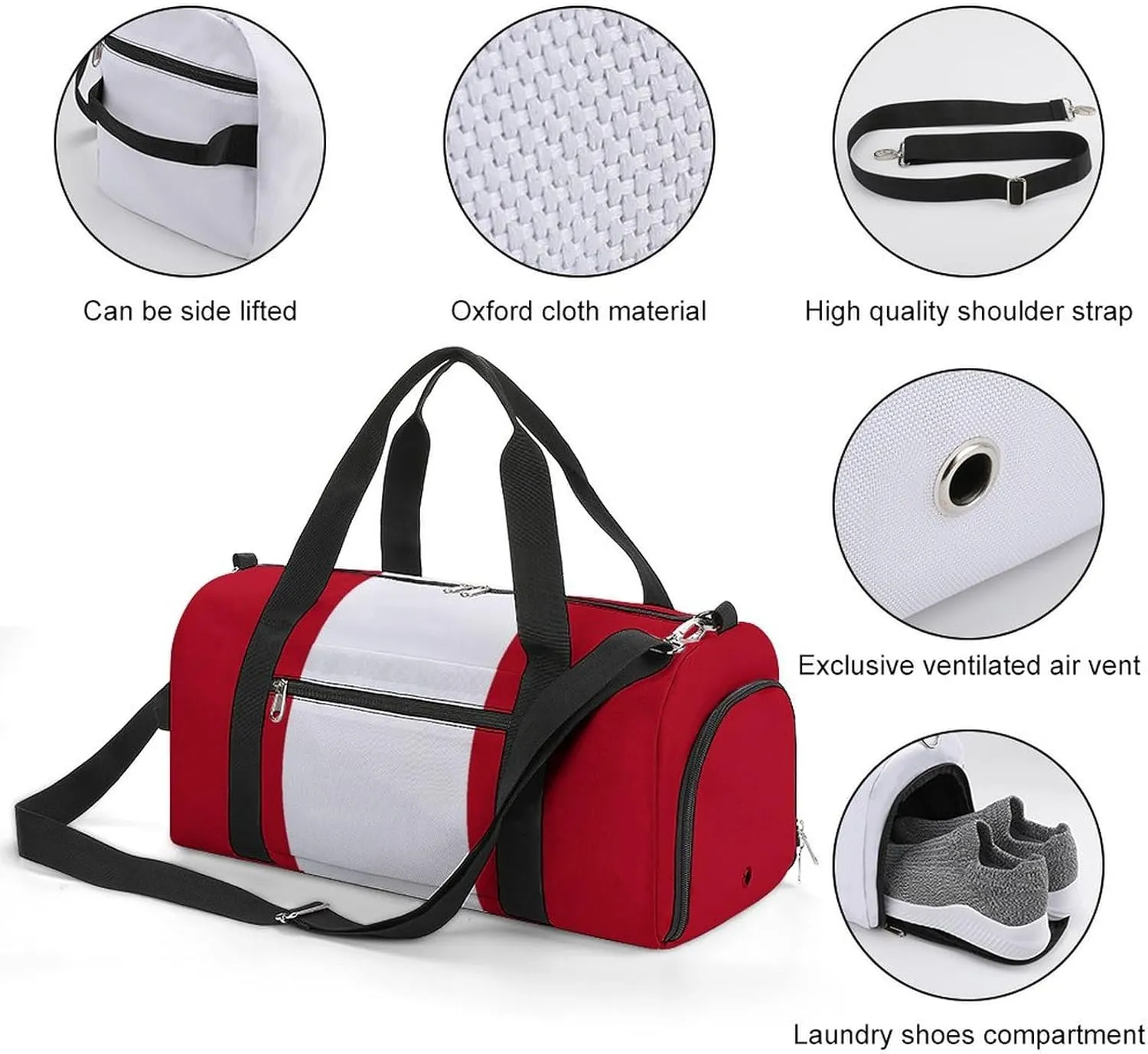 Travel Duffel with Peru Flag for Boys Girls Waterproof Shoe Compartment