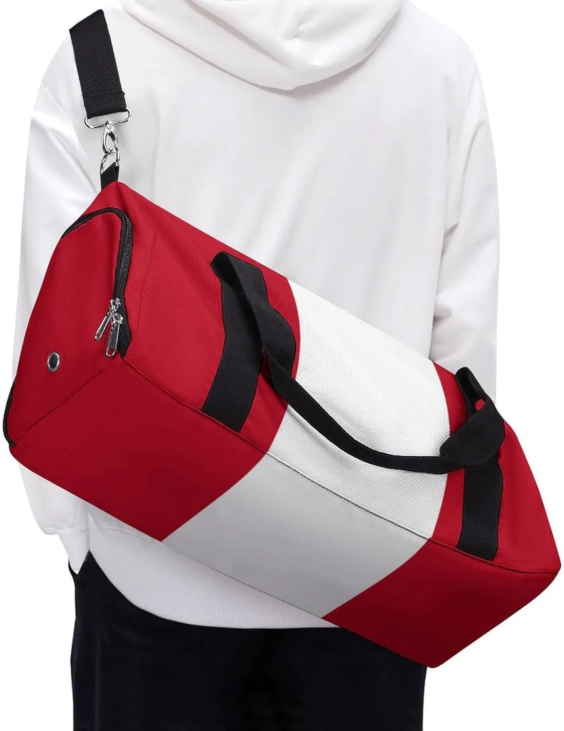 Travel Duffel with Peru Flag for Boys Girls Waterproof Shoe Compartment