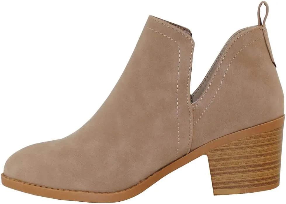 TRENDSUP Ankle Boots for Women Chelsea Square Toe Chunky Low Heel Booties Comfortable Slip on Short Boots
