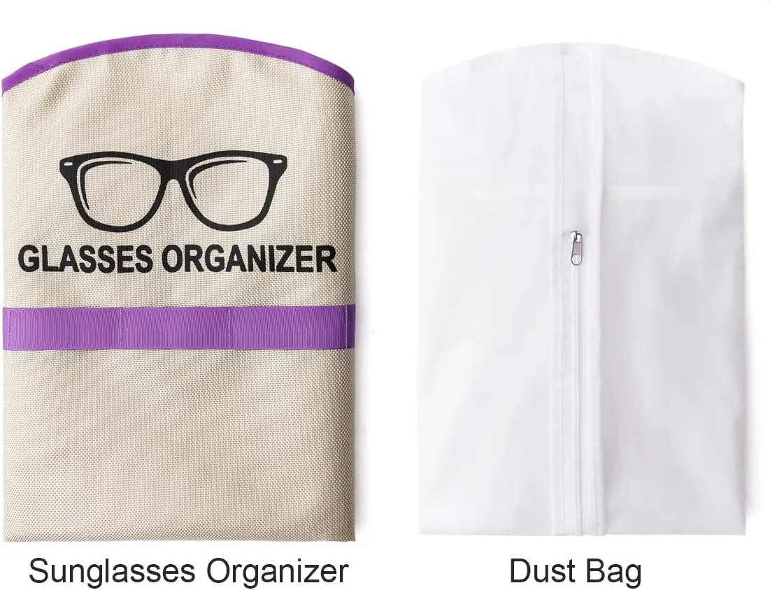 TRIUMPH VISION Sunglasses Organizer Eyewear Wall Display - Hanging Eyeglasses Holder with Dust Bag 20 Slots Glasses Storage Case