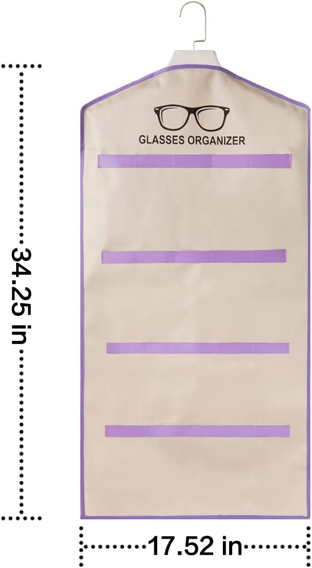 TRIUMPH VISION Sunglasses Organizer Eyewear Wall Display - Hanging Eyeglasses Holder with Dust Bag 20 Slots Glasses Storage Case