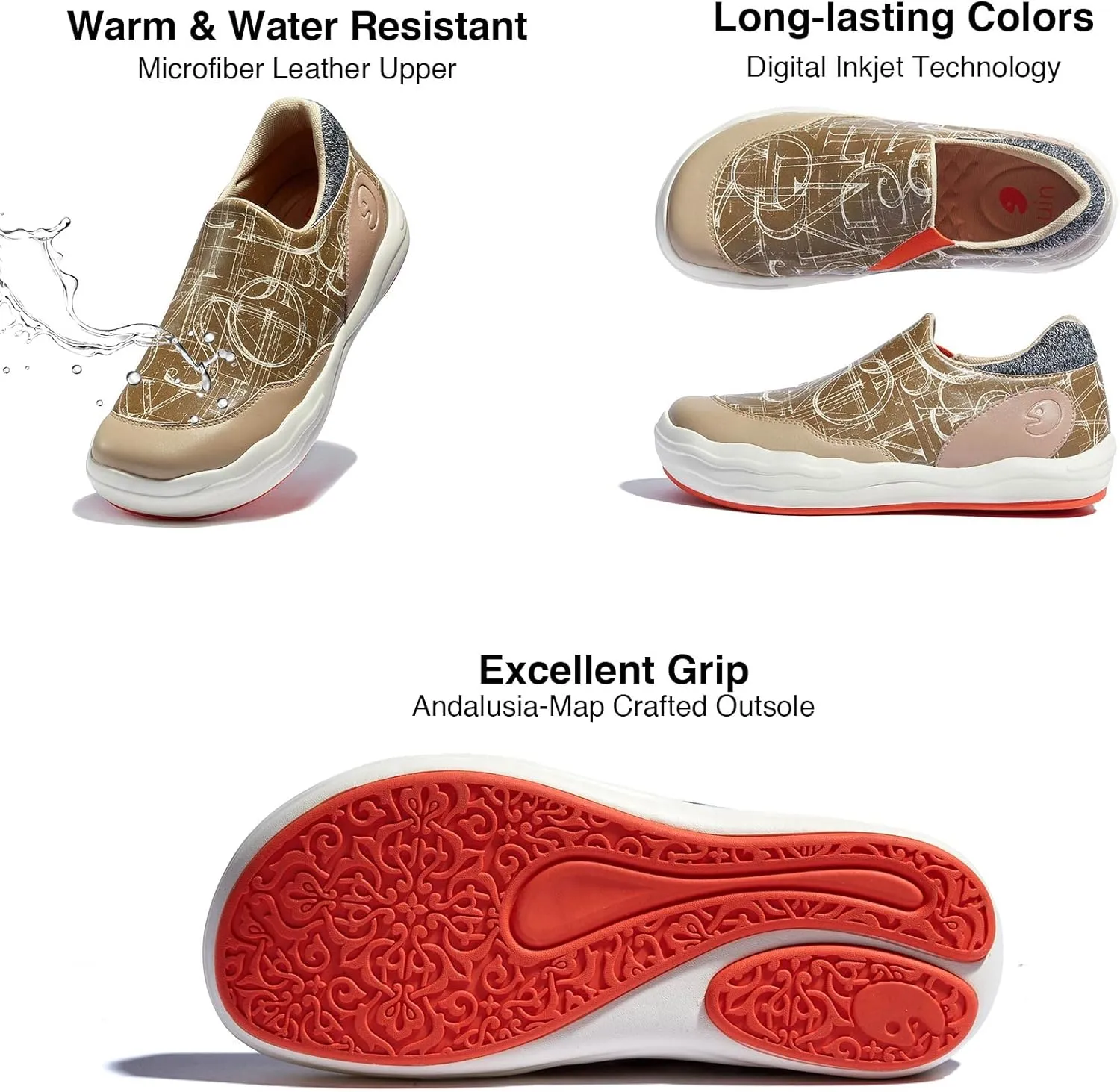 UIN Women's Fashion Platform Sneaker Slip On Walking Casual Comfortable Art Painted Travel Shoes Andalusia