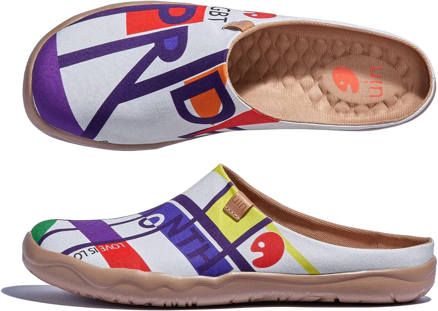 UIN Women's Wide Toe Mules Comfortable Lightweight Casual Art Painted Slip On Travel Shoes Malaga