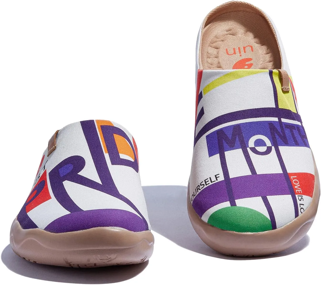 UIN Women's Wide Toe Mules Comfortable Lightweight Casual Art Painted Slip On Travel Shoes Malaga