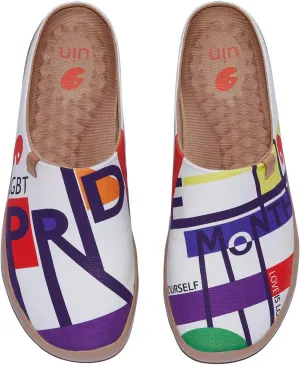UIN Women's Wide Toe Mules Comfortable Lightweight Casual Art Painted Slip On Travel Shoes Malaga