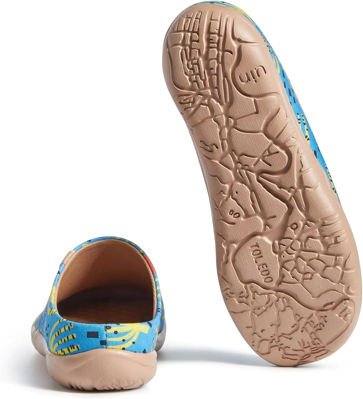 UIN Women's Wide Toe Mules Comfortable Lightweight Casual Art Painted Slip On Travel Shoes Malaga