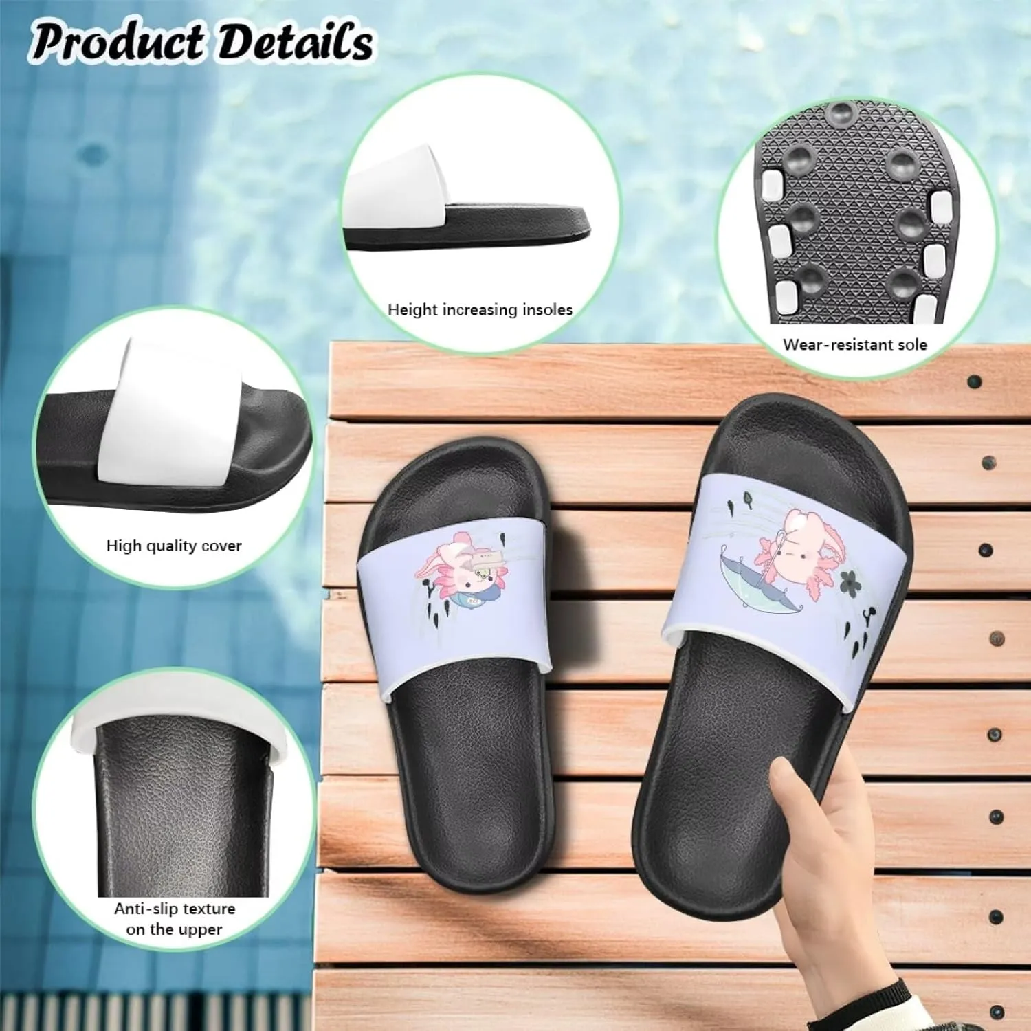 UNICEU Kids House Slippers Comfortable Open Toe Slides Sandals Girls Boys Slip On Lightweight Casual Shower Shoes