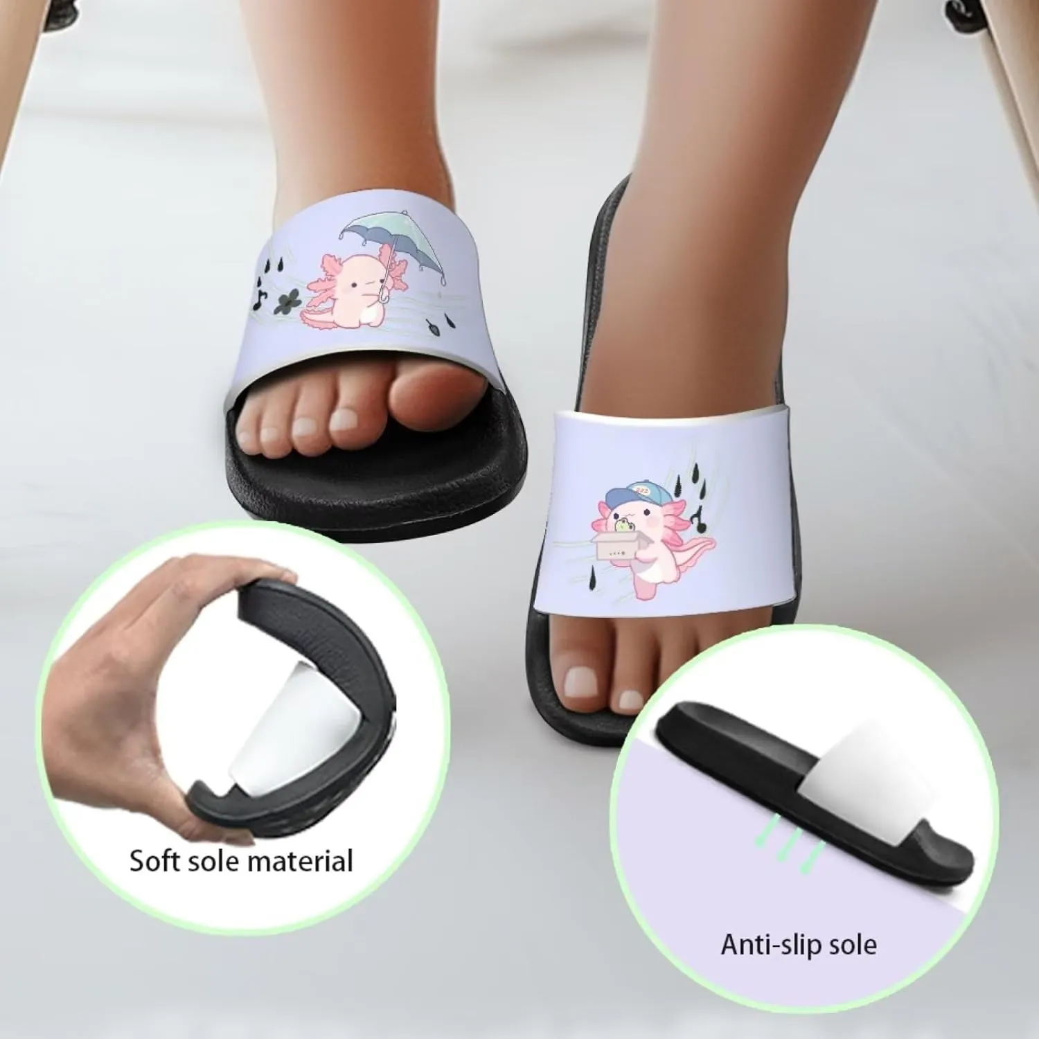 UNICEU Kids House Slippers Comfortable Open Toe Slides Sandals Girls Boys Slip On Lightweight Casual Shower Shoes