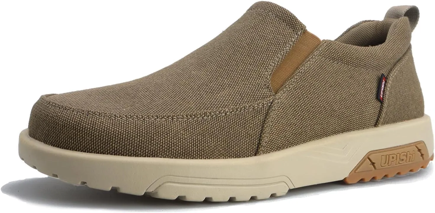 UPIShi Men's Slip On Arch Support Loafers Casual Orthopedic Plantar Fasciitis Relief Non Slip Canvas Comfortable Walking Shoes