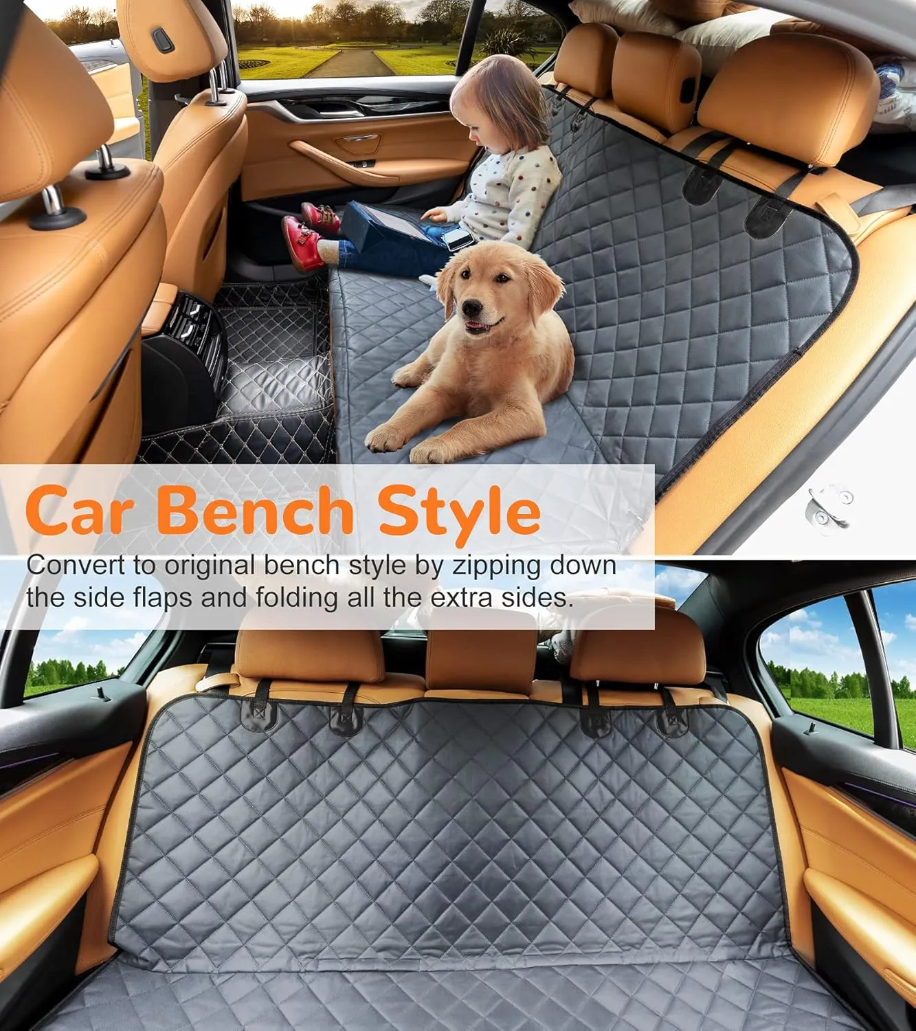URPOWER 100% Waterproof Pet Seat Cover Car Seat Cover for Pets - Scratch Proof & Nonslip Backing & Hammock, Quilted, Padded, Durable Pet Seat Covers for Cars Trucks and SUVs