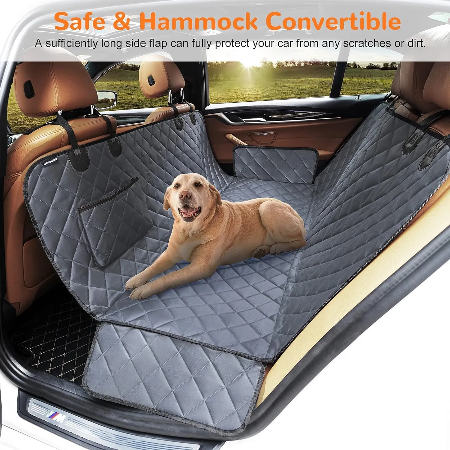 URPOWER 100% Waterproof Pet Seat Cover Car Seat Cover for Pets - Scratch Proof & Nonslip Backing & Hammock, Quilted, Padded, Durable Pet Seat Covers for Cars Trucks and SUVs