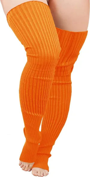 v28 Plus Size Knit Leg Warmer Women Thick Thigh High Boot Extra Long Large Socks