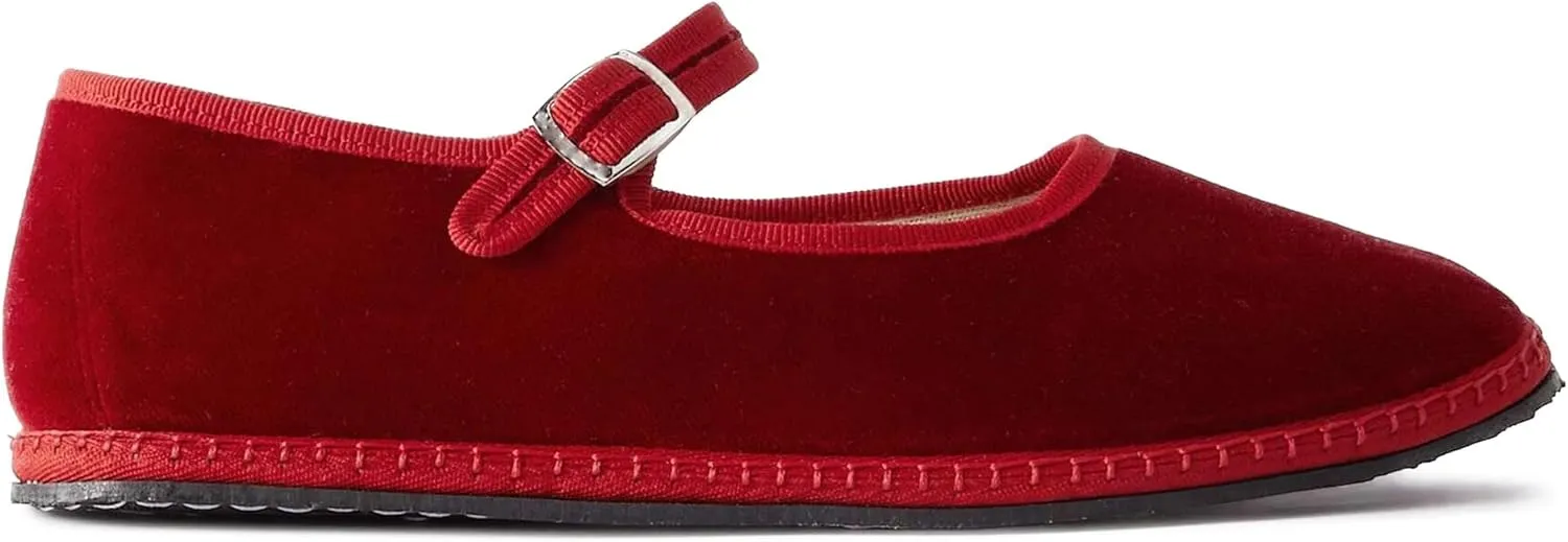 Velvet Ballet Flats for Women with Buckle Strap Comfortable Suede Closed Toe Slip On Mary Jane Flats Casual Comfortable Ballerina Shoes