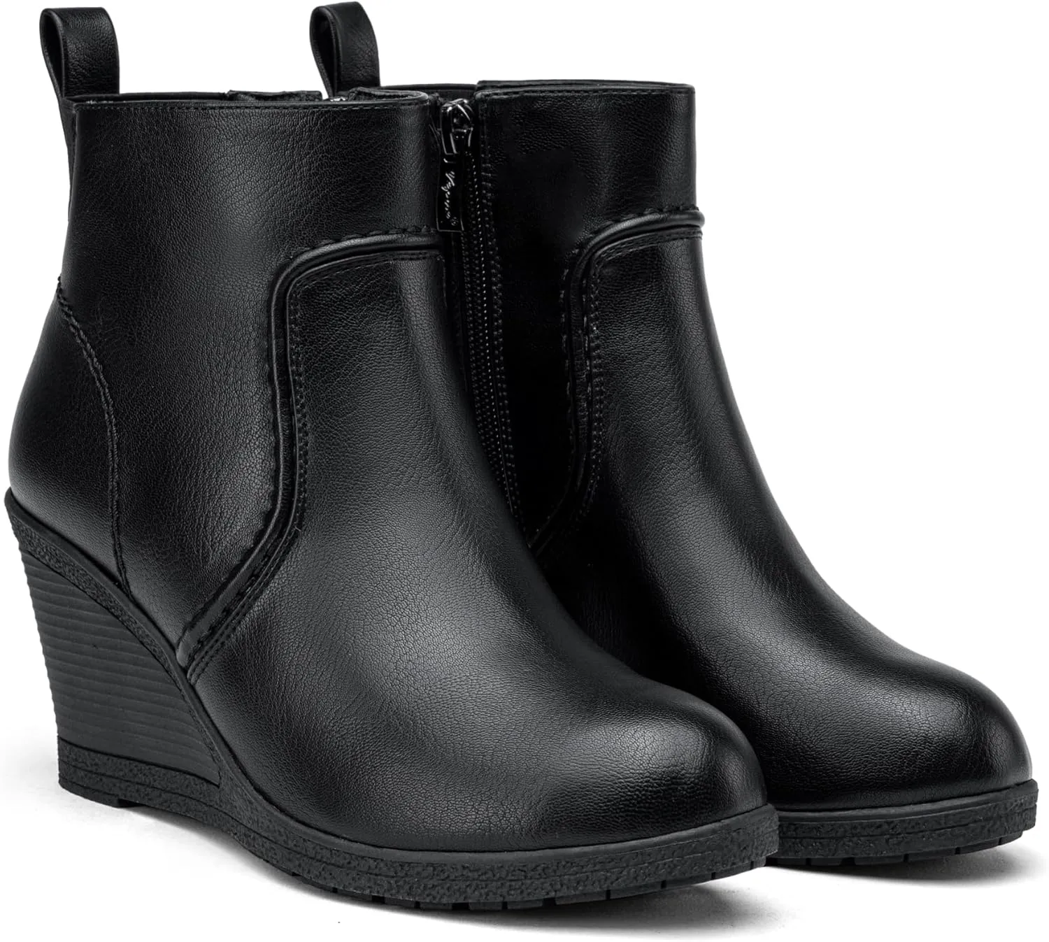 Vepose Women's 9679 Low Wedge Boots, Comfortable Ankle Booties with Inside Zipper