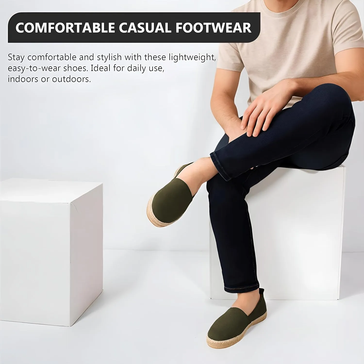 VOLIRIN & KAMMV Closed Toe Comfortable Suede Slip on Flat Espadrilles for Men