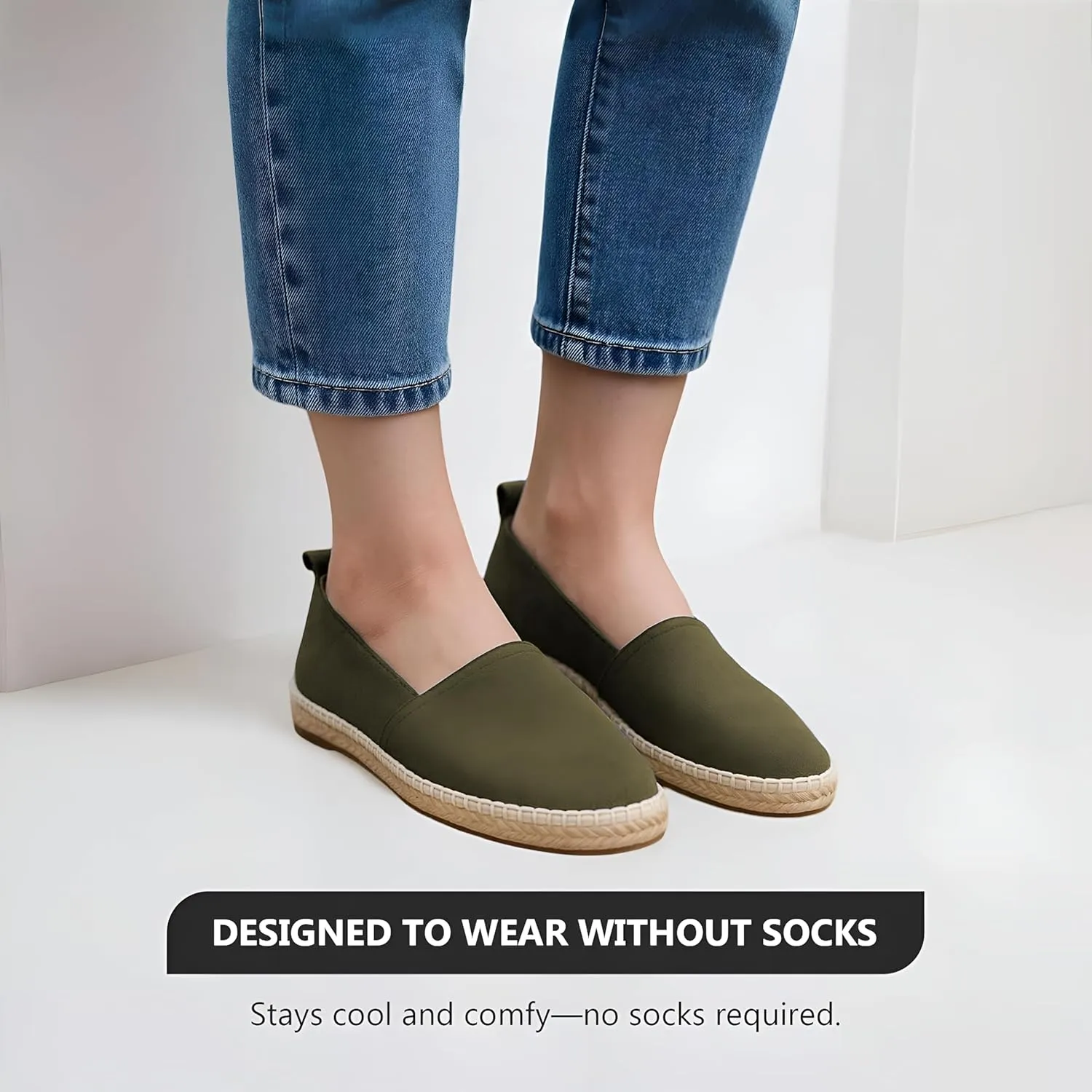 VOLIRIN & KAMMV Closed Toe Comfortable Suede Slip on Flat Espadrilles for Men