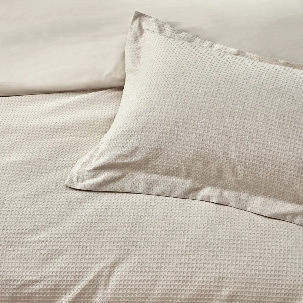 Waffle Textured 100% Cotton Duvet Cover Set Linen