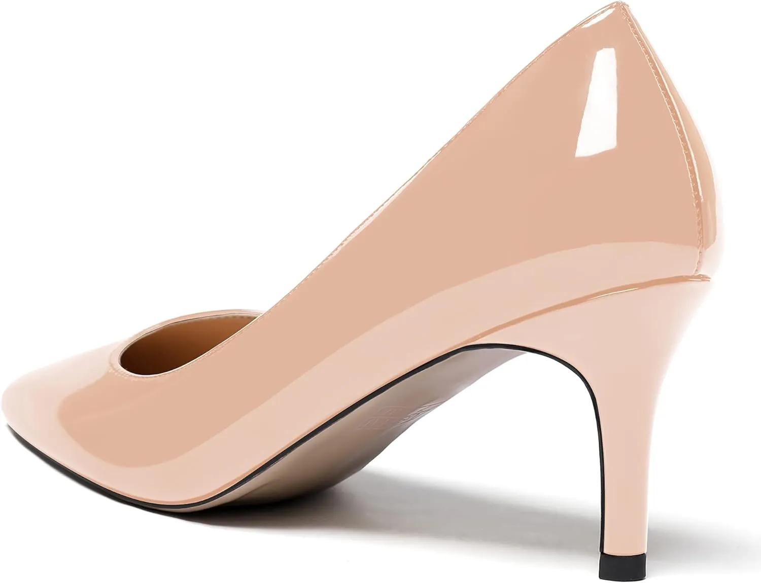 WAYDERNS Women's Pointed Toe Slip On Solid Patent Mid Heel Pumps Shoes 2.5 Inch
