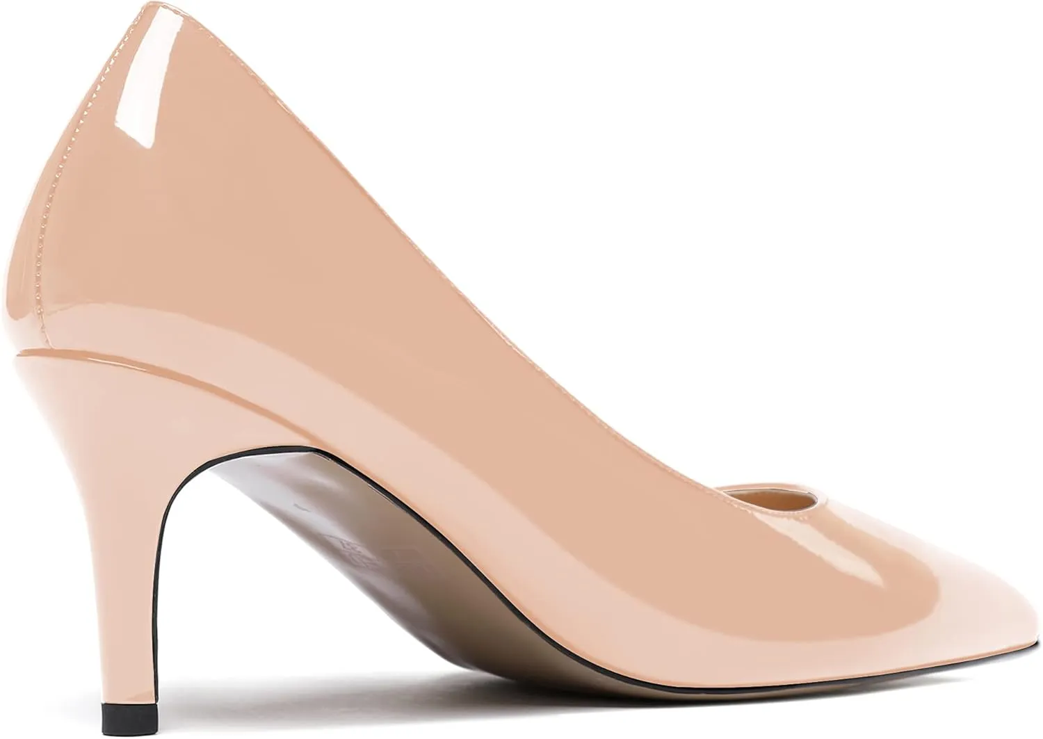 WAYDERNS Women's Pointed Toe Slip On Solid Patent Mid Heel Pumps Shoes 2.5 Inch
