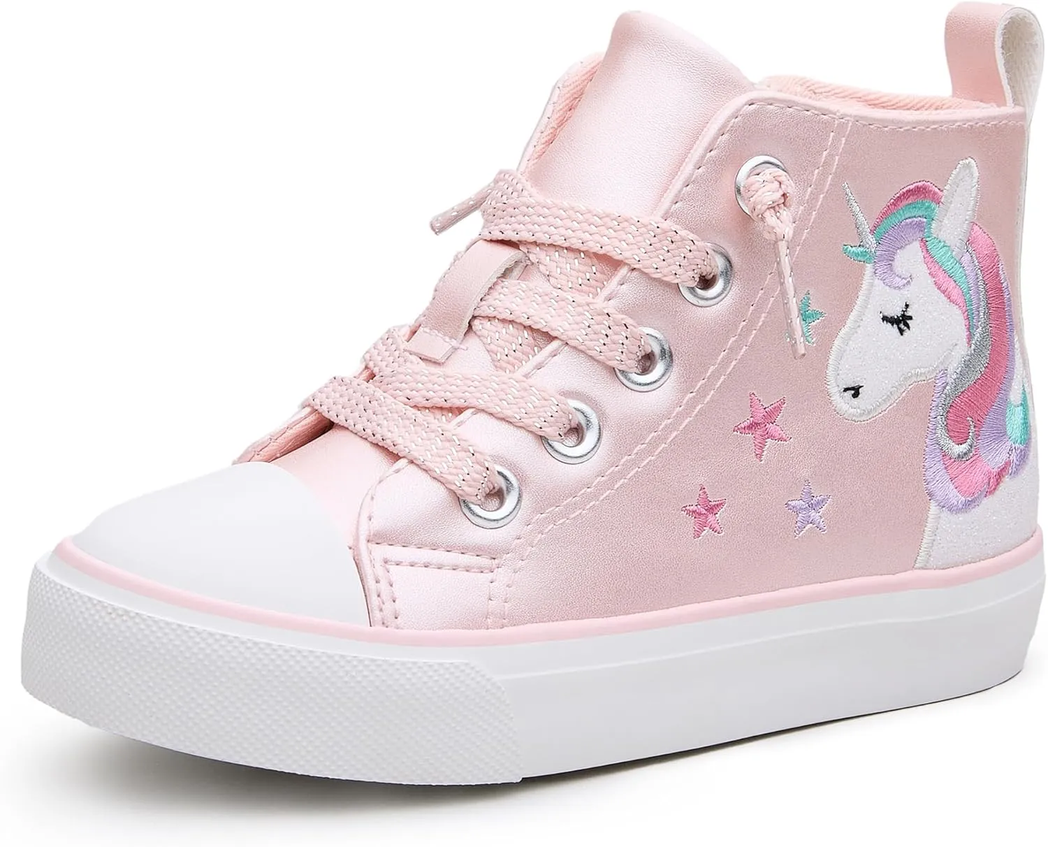 Weestep Girls‘ Glitter High-Top Easy-On Canvas Shoes - Fahion Casual Sneakers for Toddler and Litte Kid