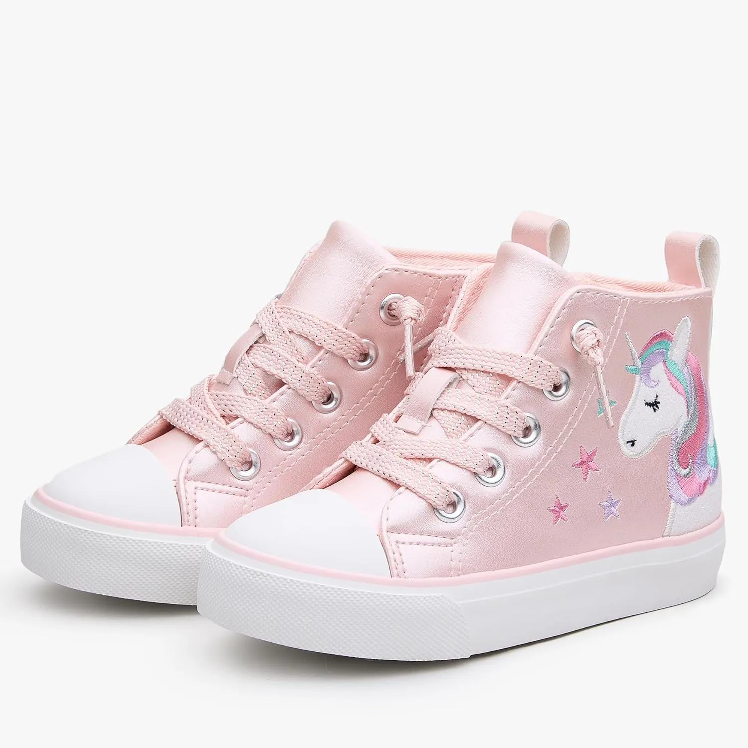 Weestep Girls‘ Glitter High-Top Easy-On Canvas Shoes - Fahion Casual Sneakers for Toddler and Litte Kid