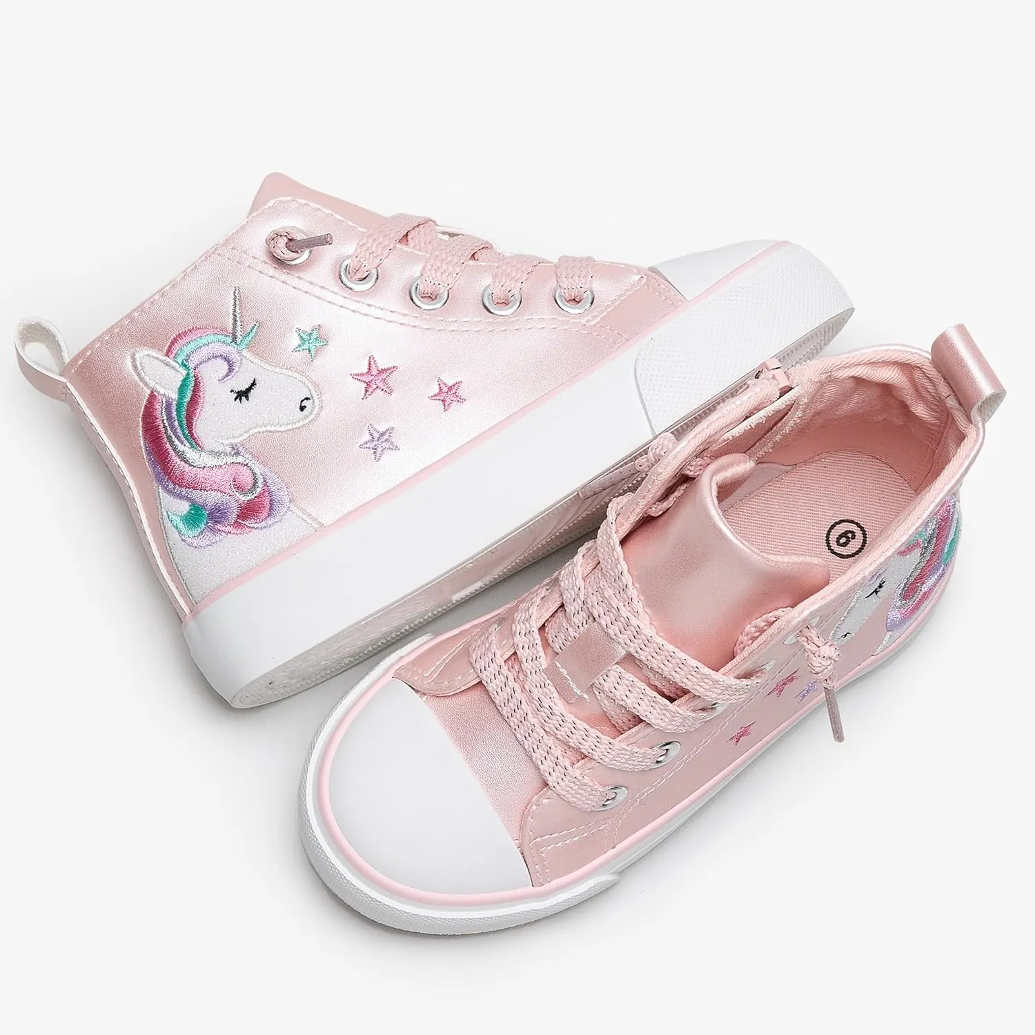 Weestep Girls‘ Glitter High-Top Easy-On Canvas Shoes - Fahion Casual Sneakers for Toddler and Litte Kid