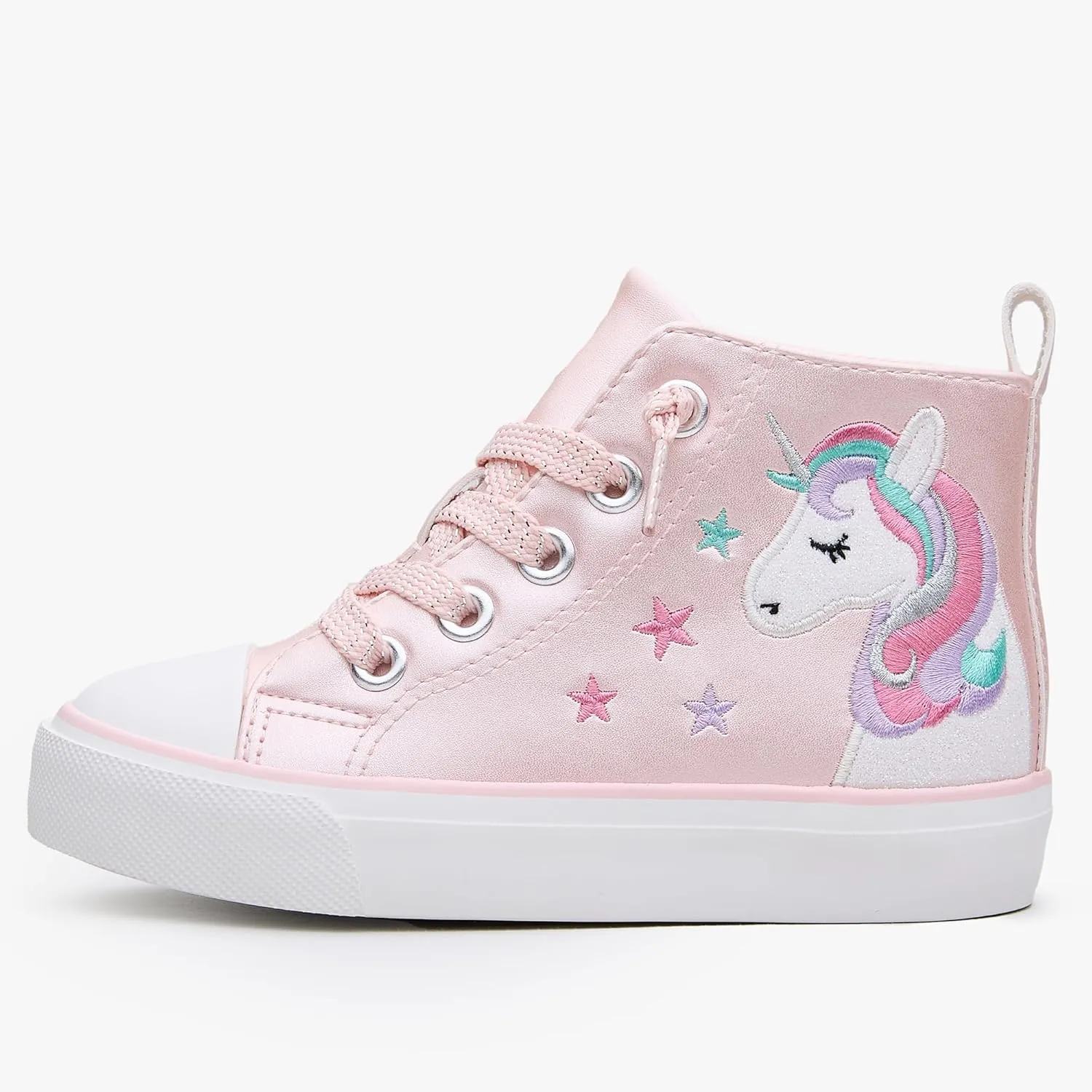 Weestep Girls‘ Glitter High-Top Easy-On Canvas Shoes - Fahion Casual Sneakers for Toddler and Litte Kid