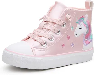 Weestep Girls‘ Glitter High-Top Easy-On Canvas Shoes - Fahion Casual Sneakers for Toddler and Litte Kid