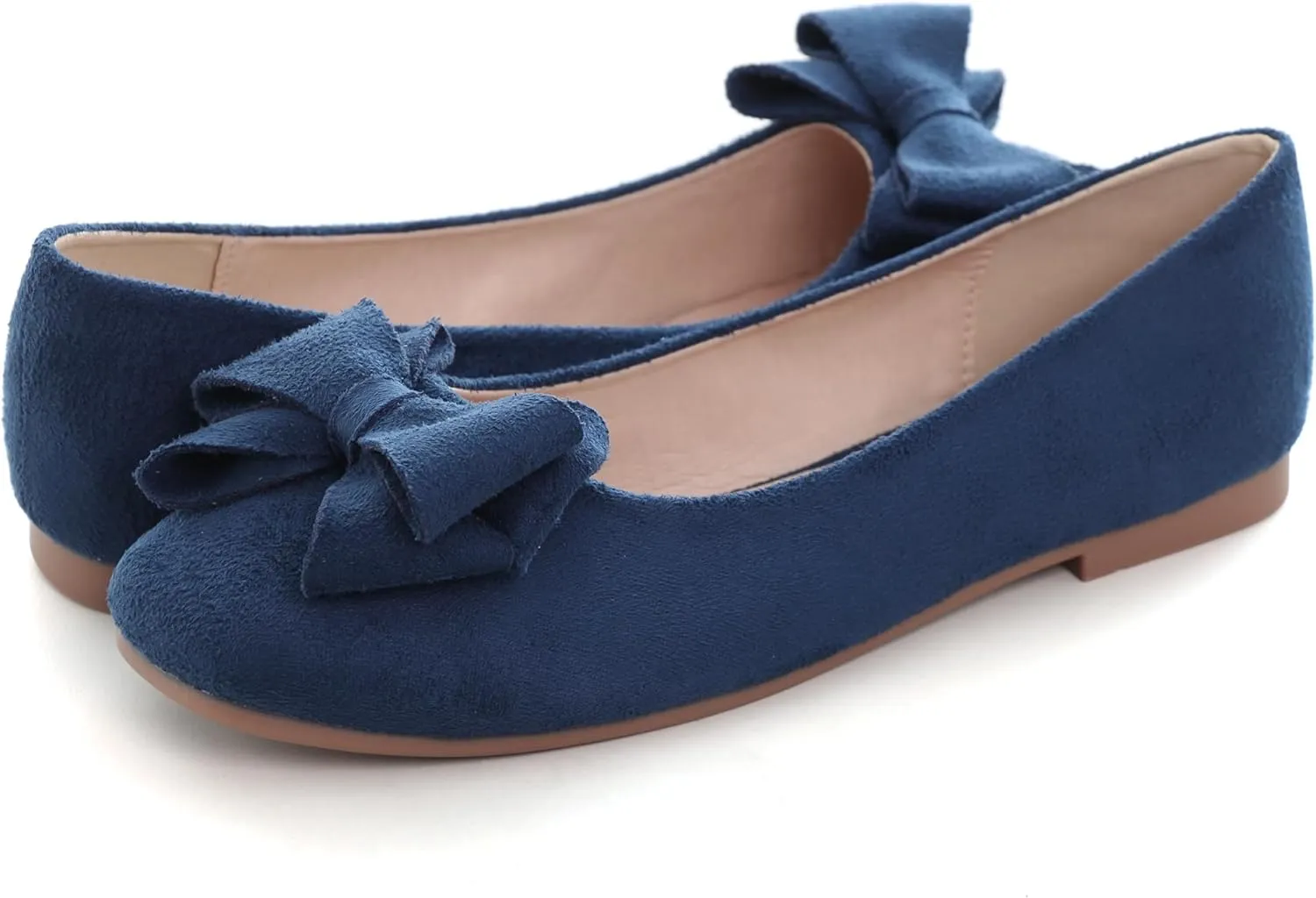 WENJIAZHIZHI Women's Square Toe Bowknot Ballet Flats Comfortable Slip-On Casual Loafers Walking Flat Dress Shoes