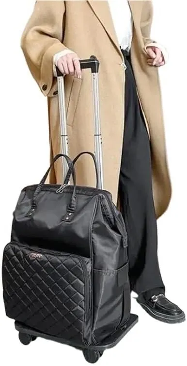 Wheeled backpack for Women Travel trolley bags Travel Bag with wheels Oxford large capacity Travel Rolling Luggage Backpack Bags(20 inch black)
