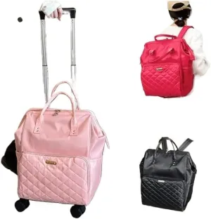 Wheeled backpack for Women Travel trolley bags Travel Bag with wheels Oxford large capacity Travel Rolling Luggage Backpack Bags(20 inch black)
