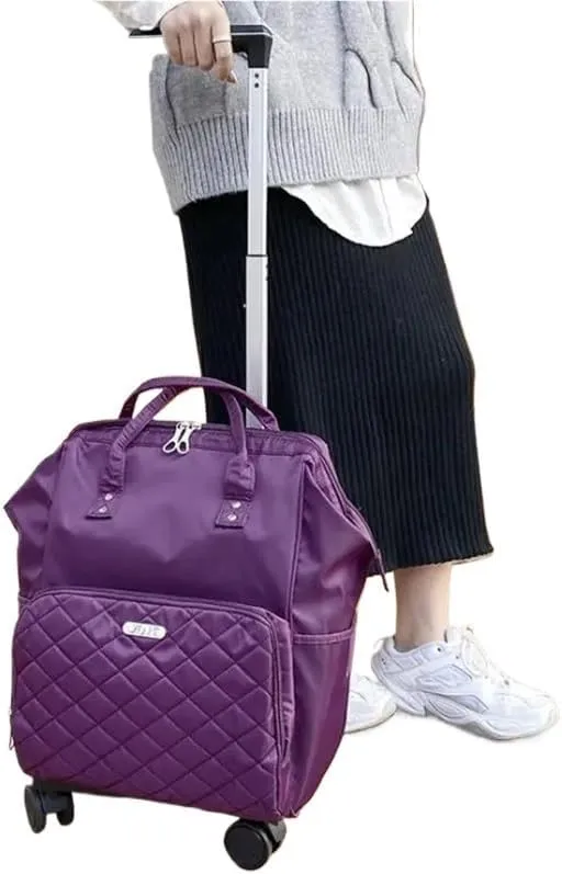 Wheeled backpack for Women Travel trolley bags Travel Bag with wheels Oxford large capacity Travel Rolling Luggage Backpack Bags(20 inch black)