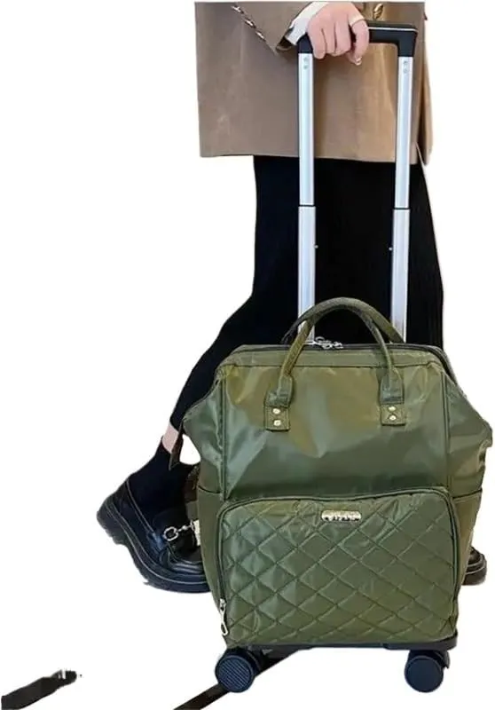 Wheeled backpack for Women Travel trolley bags Travel Bag with wheels Oxford large capacity Travel Rolling Luggage Backpack Bags(20 inch black)
