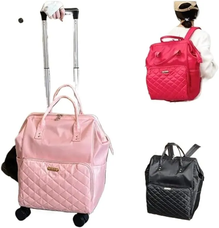 Wheeled backpack for Women Travel trolley bags Travel Bag with wheels Oxford large capacity Travel Rolling Luggage Backpack Bags(20 inch black)