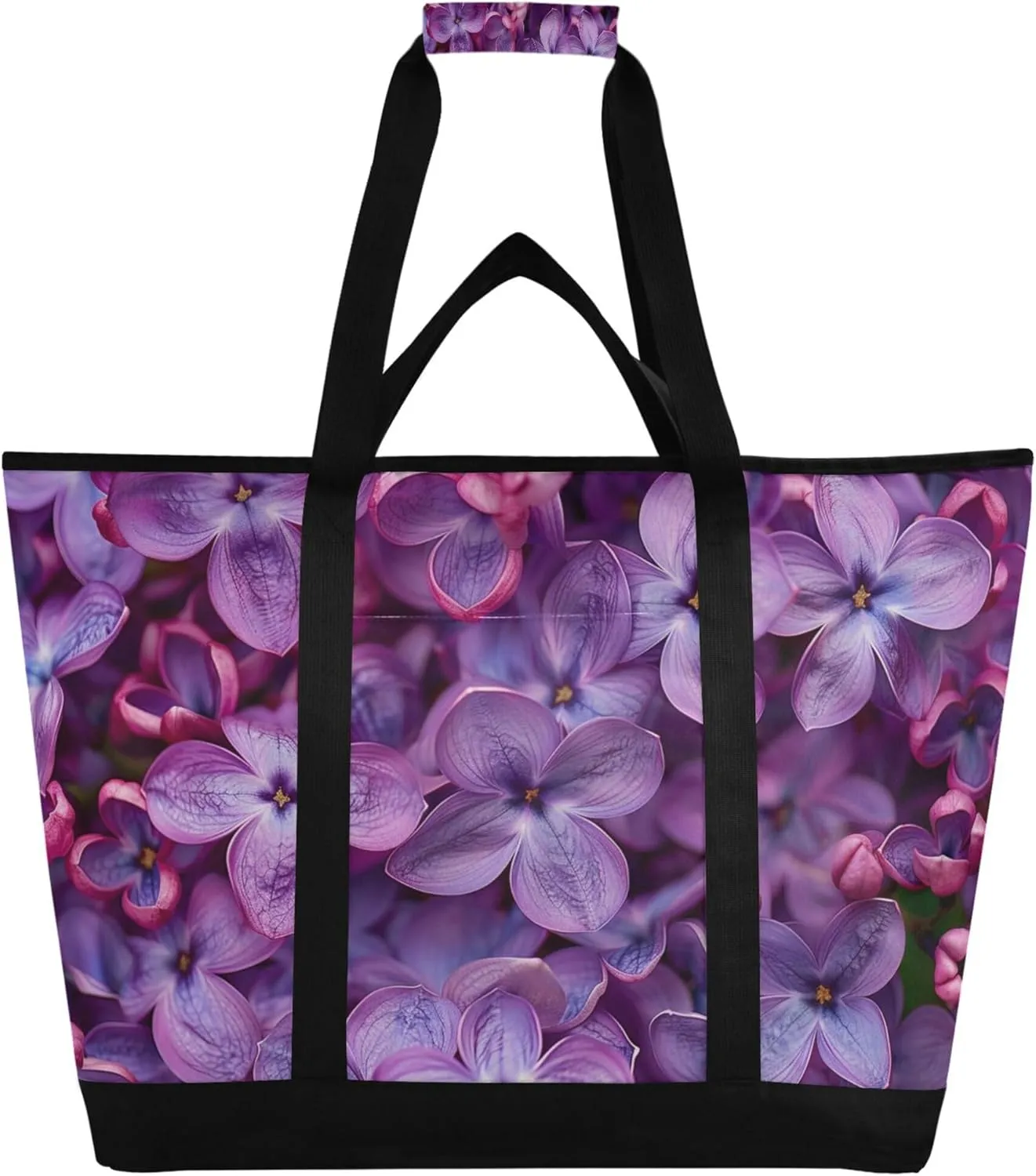 Wildflowers Reusable Insulated Cooler Bag with Ice Pack Compartment - Large 148L Waterproof Thermal Grocery Tote for Picnic Beach Camping Lunch Storage