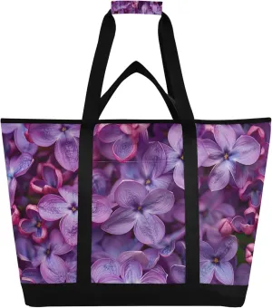 Wildflowers Reusable Insulated Cooler Bag with Ice Pack Compartment - Large 148L Waterproof Thermal Grocery Tote for Picnic Beach Camping Lunch Storage