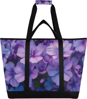 Wildflowers Reusable Insulated Cooler Bag with Ice Pack Compartment - Large 158L Waterproof Thermal Grocery Tote for Picnic Beach Camping Lunch Storage
