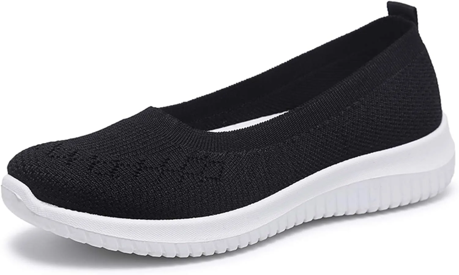 WILLFUN Women’s Breathable Walking Shoes-Slip On Mesh Knitted Flats Soft Gym Sneakers Flexible Lightweight Casual Easy Shoes
