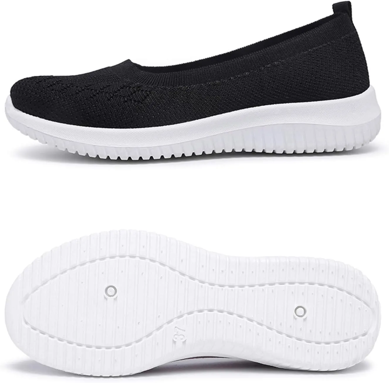 WILLFUN Women’s Breathable Walking Shoes-Slip On Mesh Knitted Flats Soft Gym Sneakers Flexible Lightweight Casual Easy Shoes