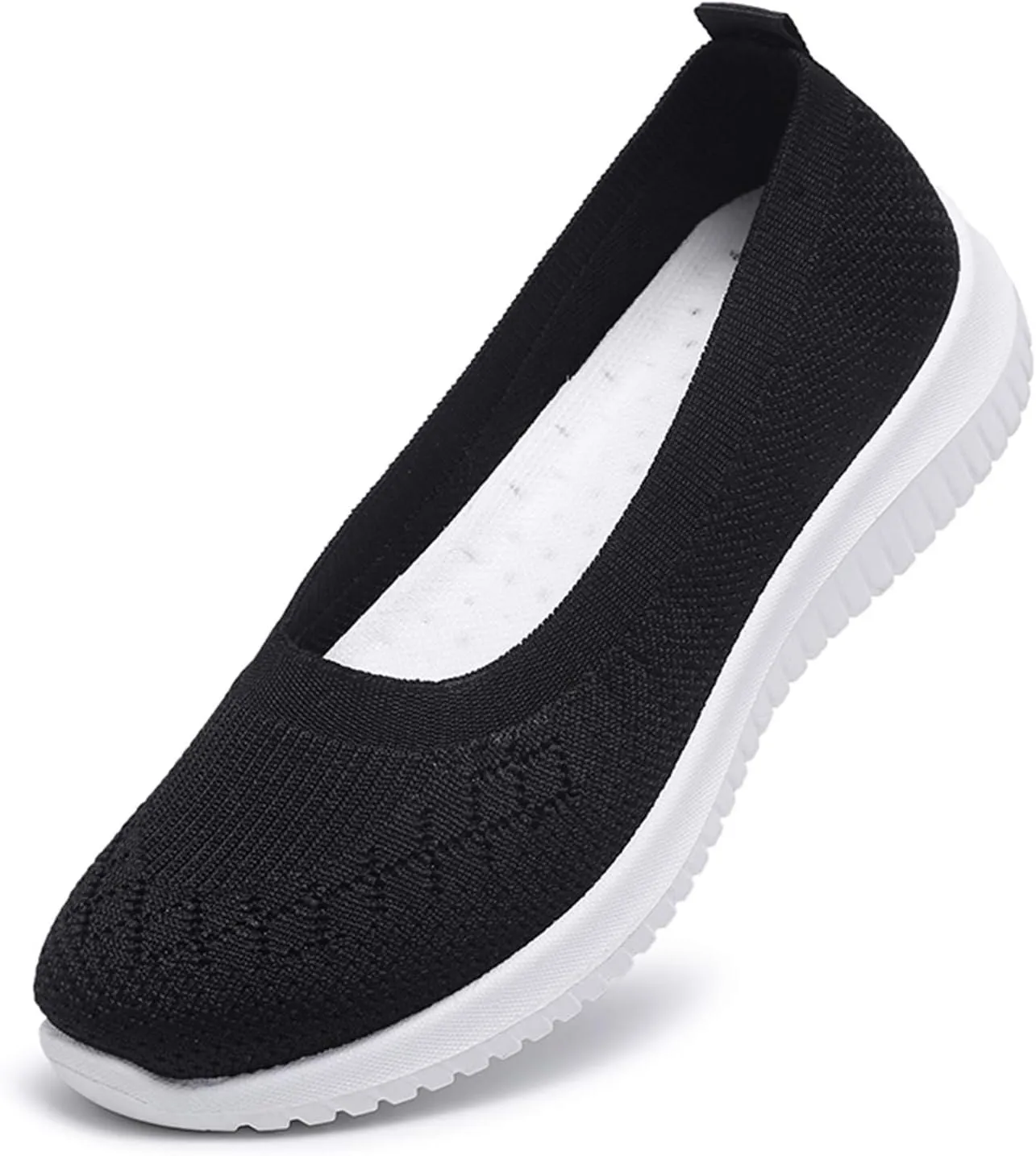 WILLFUN Women’s Breathable Walking Shoes-Slip On Mesh Knitted Flats Soft Gym Sneakers Flexible Lightweight Casual Easy Shoes