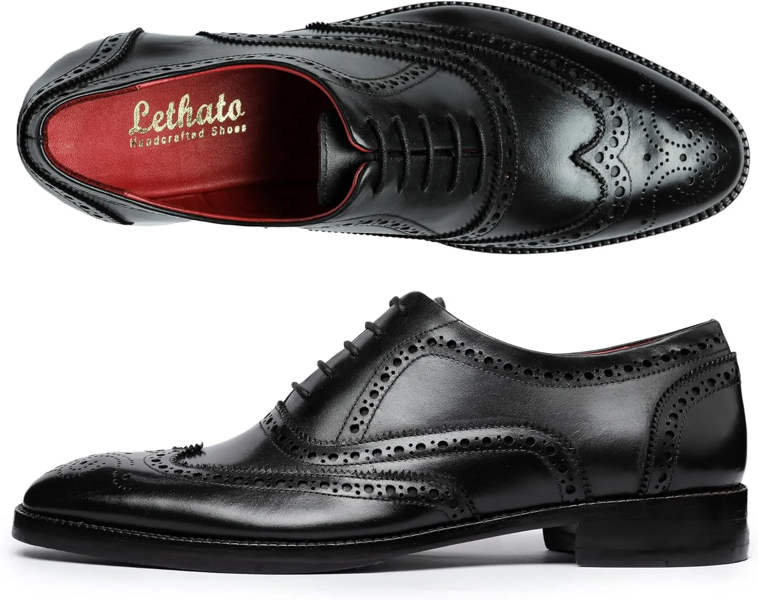 Wingtip Brogue Oxford Handcrafted Men's Genuine Leather Lace up Dress Shoes