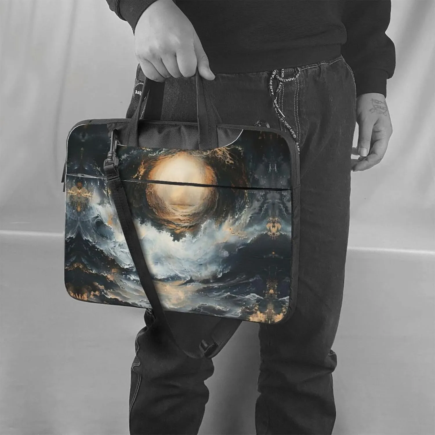 WITHIN THE TIDES Print Trendy Oxford Cloth Laptop Bag - Versatile Laptop Case,Messenger Bag, Shoulder Bag