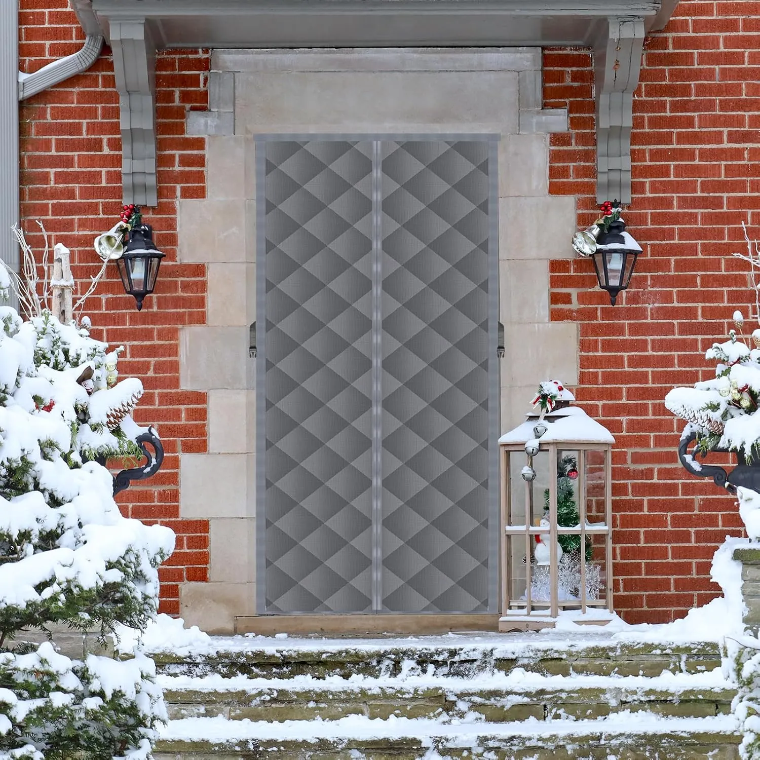 WLEYAY Magnetic Thermal Insulated Curtain, Fits 30'' x 80'' Door, Durable Oxford Cloth, Thicken Cotton Fiber Fill, Temporary Insulation Cover, Soundproof Weatherproof Blanket