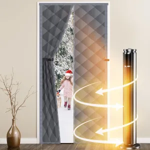 WLEYAY Magnetic Thermal Insulated Curtain, Fits 30'' x 80'' Door, Durable Oxford Cloth, Thicken Cotton Fiber Fill, Temporary Insulation Cover, Soundproof Weatherproof Blanket